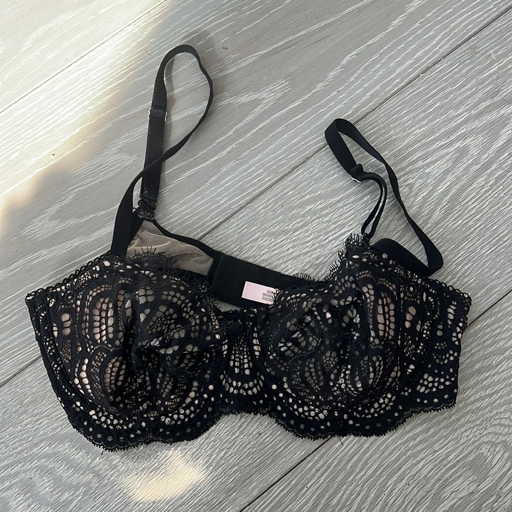 Unlined Black Lace Bra